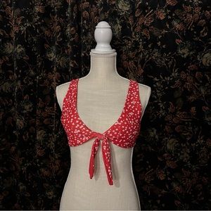 Red Floral Bikini Top - Small